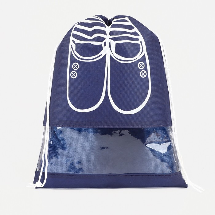 Мешок для обуви 26,5*36 см, водоотталкивающий, синий оптом