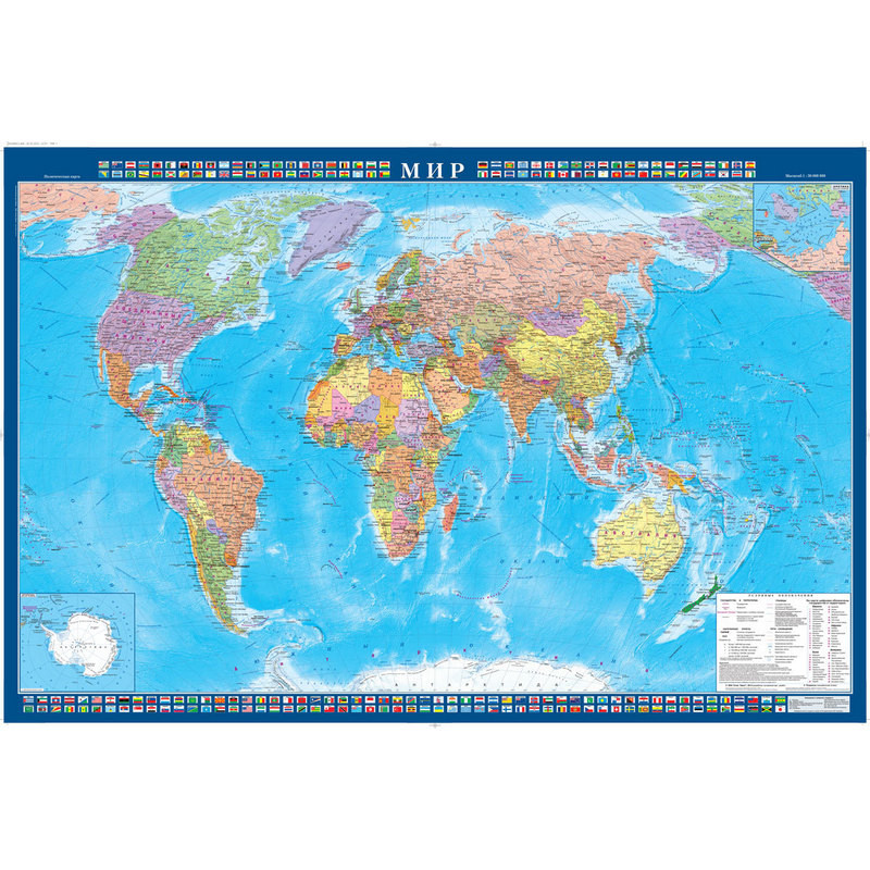 Настенная карта Мир политическая 1:34млн., 1, 0х0, 7м. оптом