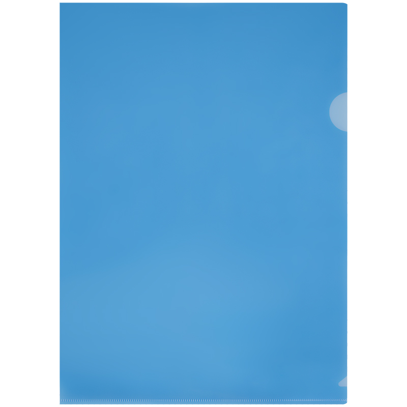 Папка-уголок СТАММ А4, 150мкм, пластик, прозрачная, синяя оптом