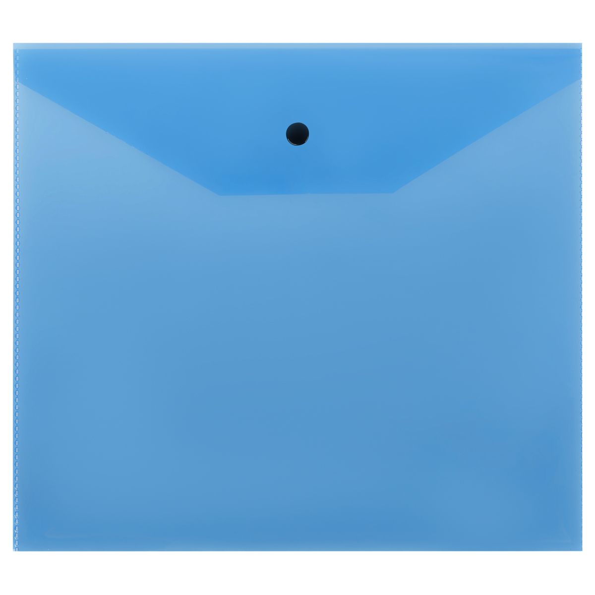 Папка-конверт на кнопке СТАММ А5+, 120мкм, пластик, прозрачная, синяя оптом