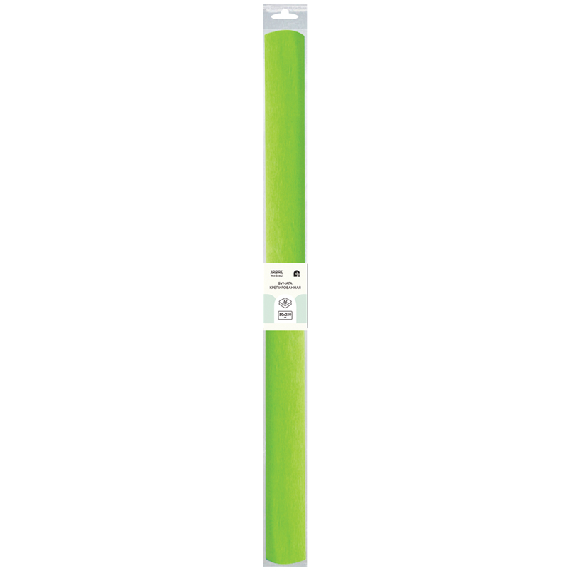 Бумага крепированная ТРИ СОВЫ, 50*250см, 32г/м2, зеленое яблоко, в рулоне, пакет с европодвесом оптом