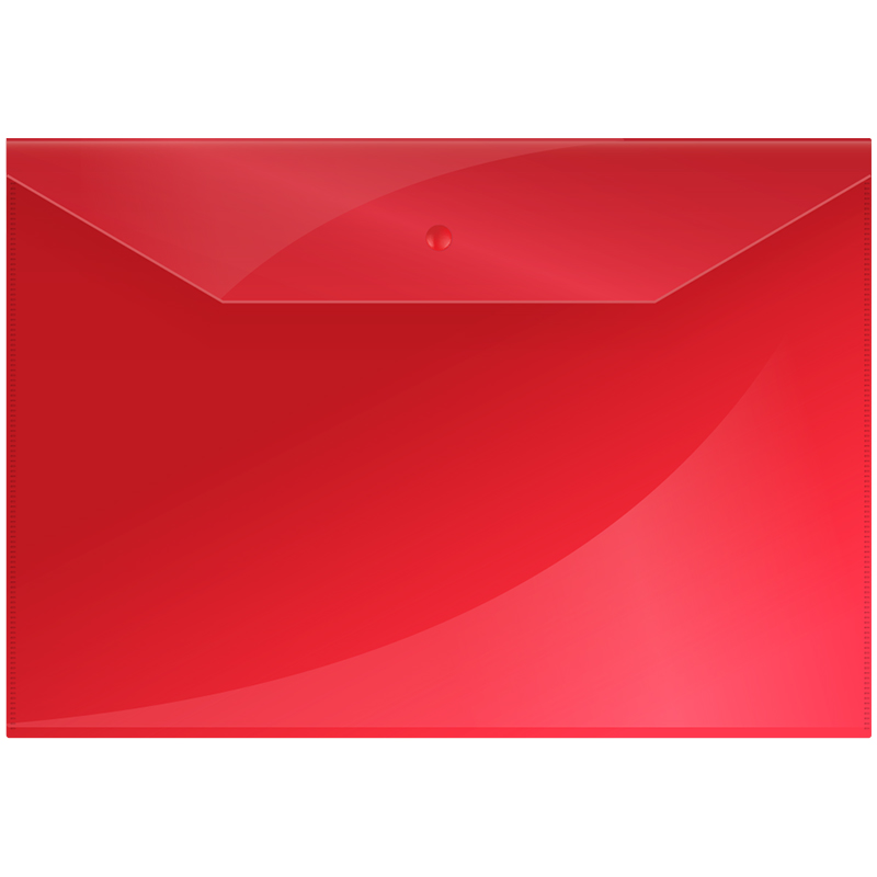 Папка-конверт на кнопке OfficeSpace А4, 150мкм, пластик, красная оптом