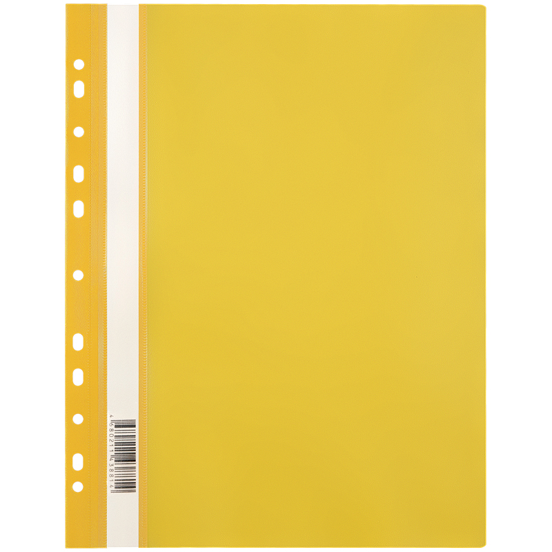 Папка-скоросшиватель пластик. перф. OfficeSpace, А4, 120мкм, желтая с прозр. верхом оптом