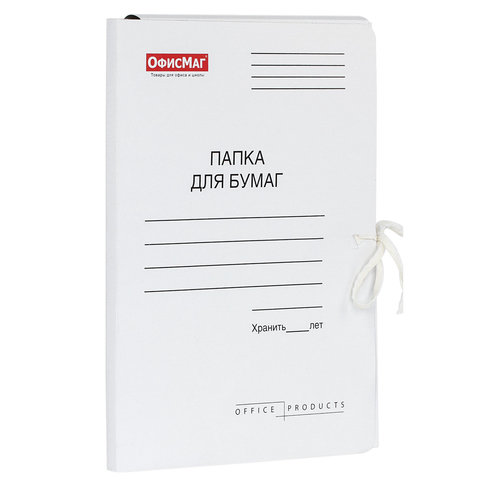 Папка для бумаг с завязками картонная мелованная ОФИСМАГ, гарантированная плотность 320 г/м2, до 200 листов, 124568 оптом