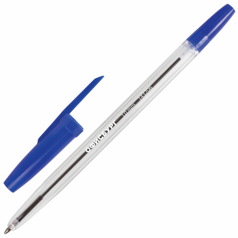 Ручка шариковая ОФИСБУРГ "Line", корпус прозрачный, узел 1 мм, линия письма 0,5 мм, синяя, 143206 оптом