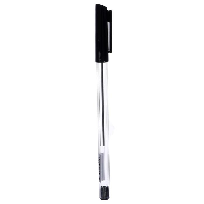 Ручка шариковая 0,7 мм, стержень черный, корпус прозрачный с черным колпачком оптом