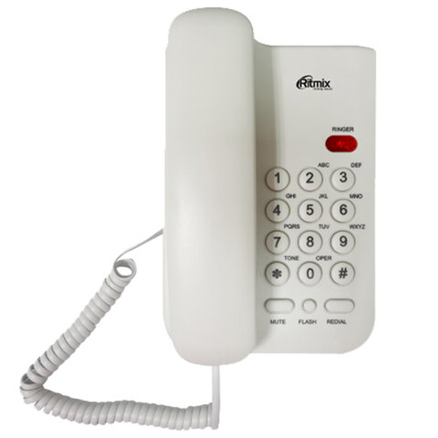 Телефон RITMIX RT-311 white, световая индикация звонка, тональный/импульсный режим, повтор, белый, 80002232 оптом