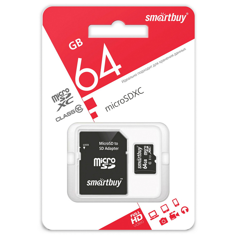   SmartBuy MicroSDHC 64GB, Class 10,   20/ (  SD) 