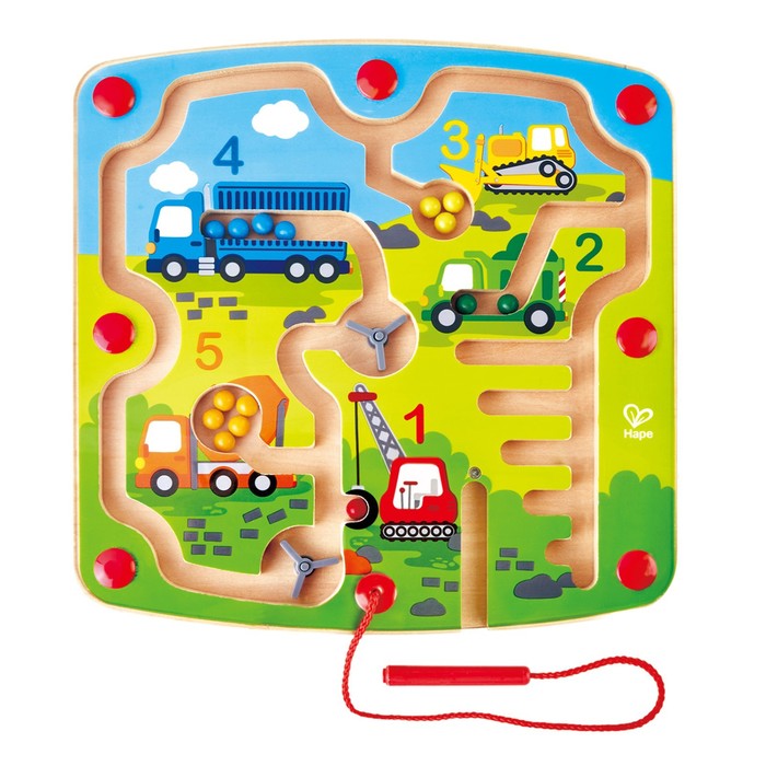 Игрушка-лабиринт Hape «Транспорт» для детей, с шариком, магнитный оптом